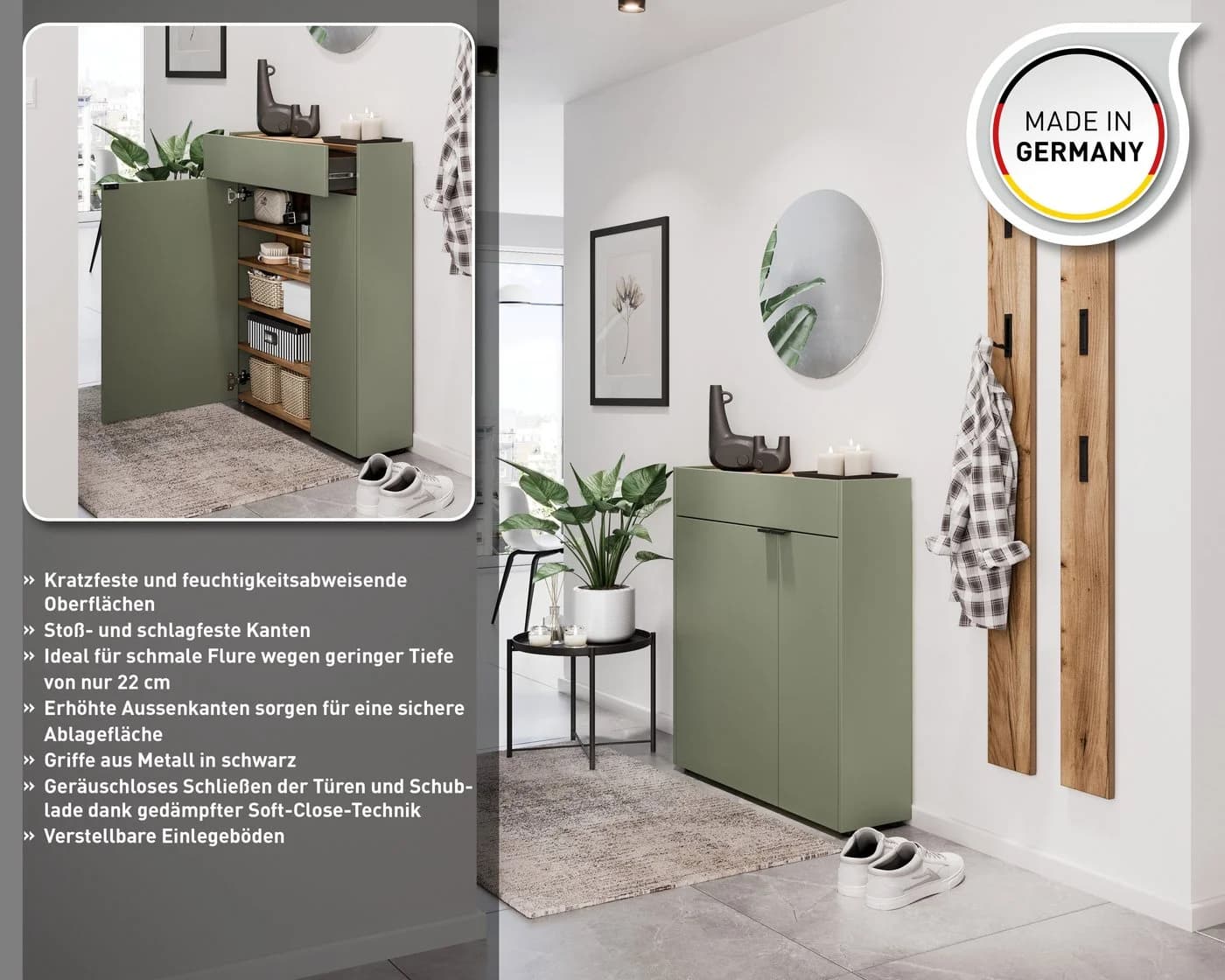 Germania Ameca Mehrzweckschrank Taupegrün Eiche-Nachbildung - Bild 3