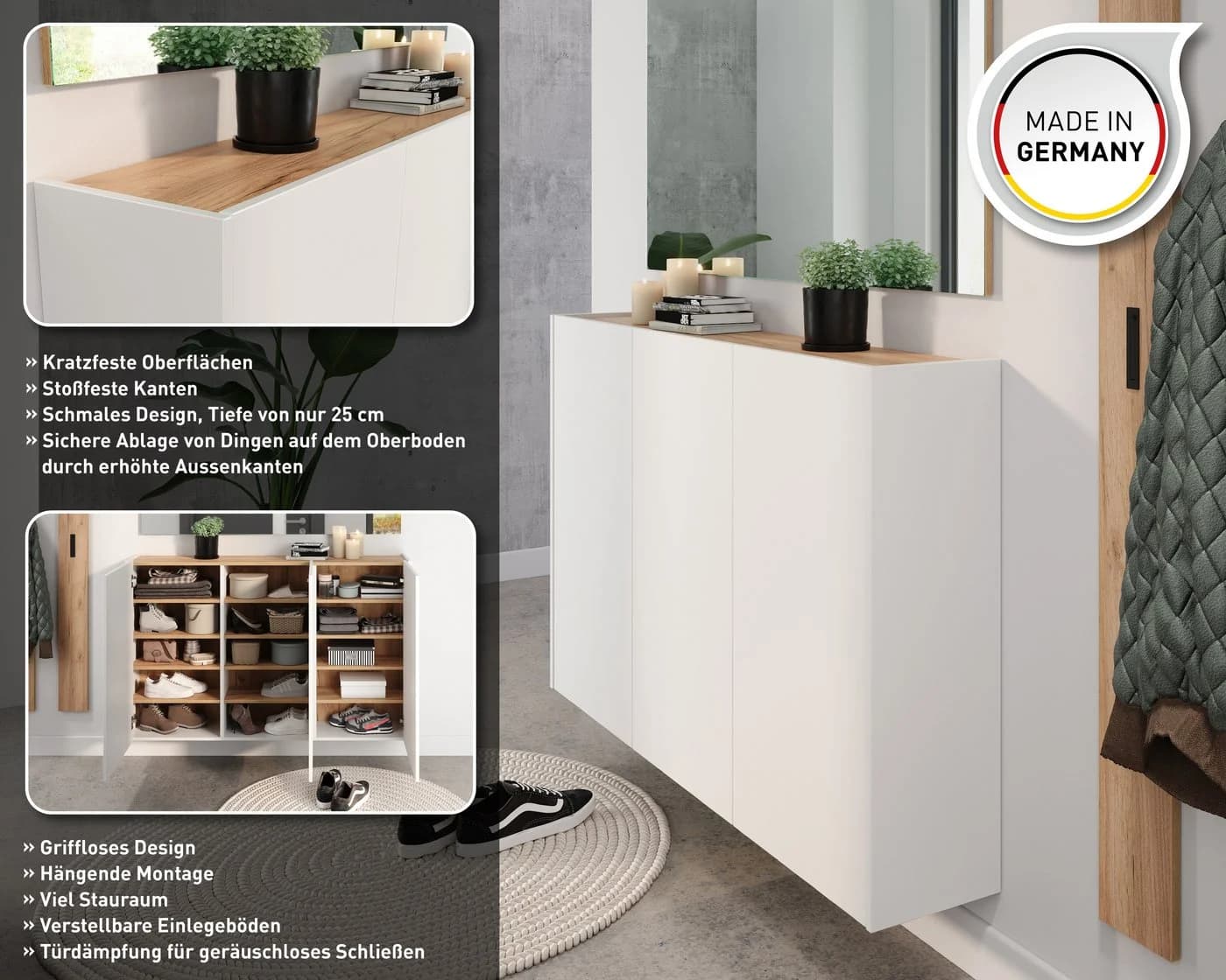 Germania Schuhschrank GW-Libbiano Weiß 3 Türen - Bild 3