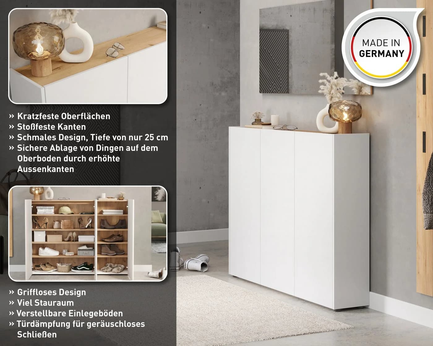 Schuhschrank GERMANIA GW-Libbiano Weiß mit 8 Böden - Bild 3
