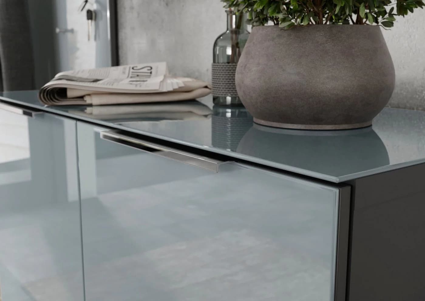 Germania Schuhschrank Oakland Grau Silbergrau mit Glastüren - Bild 5