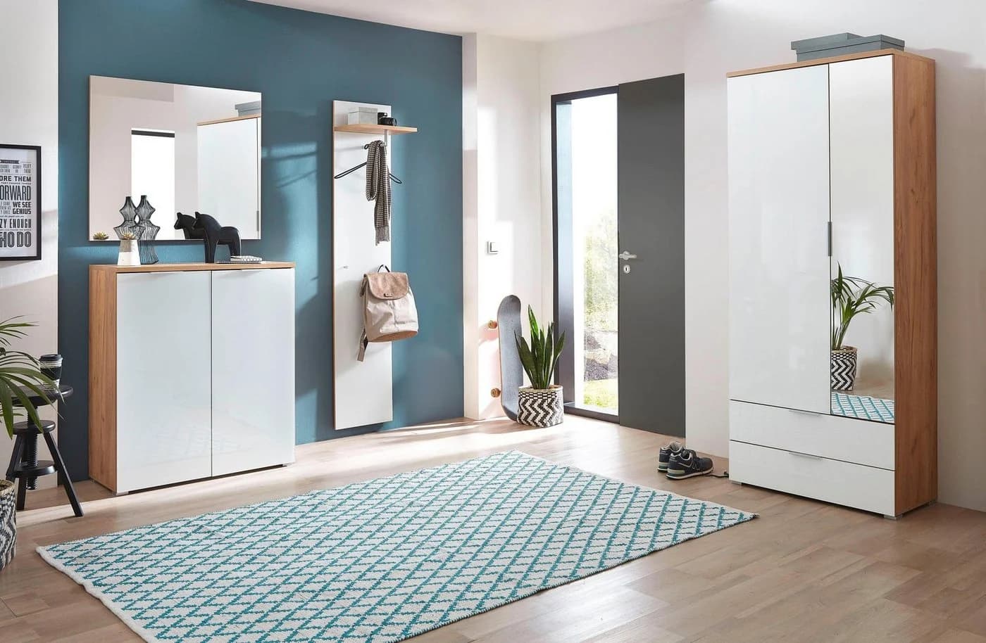 Germania Garderobenschrank GW-Telde Weiß/Nachbildung Eiche - Bild 3