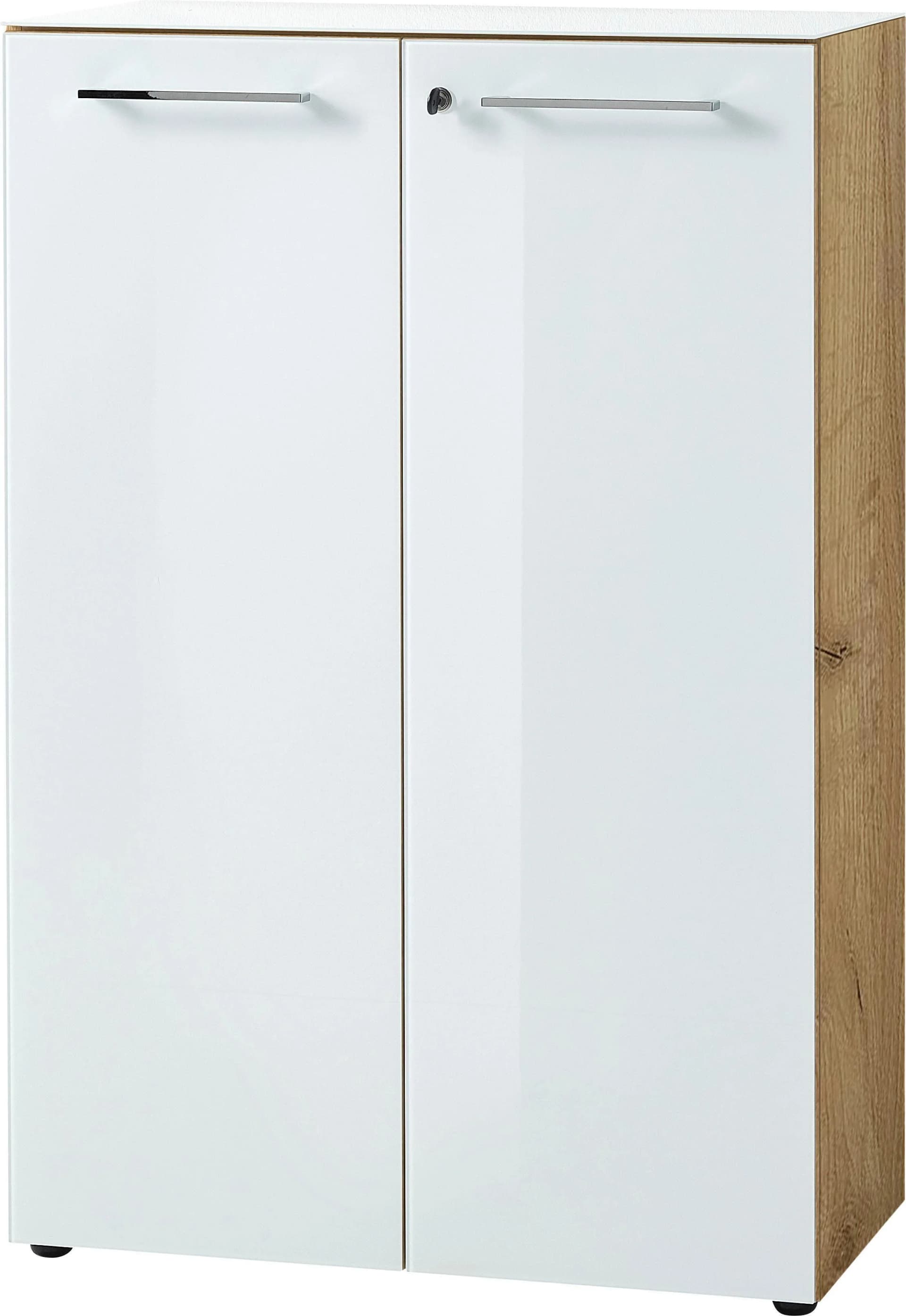 Aktenschrank GERMANIA Monteria Eiche Weiß Glas 80cm