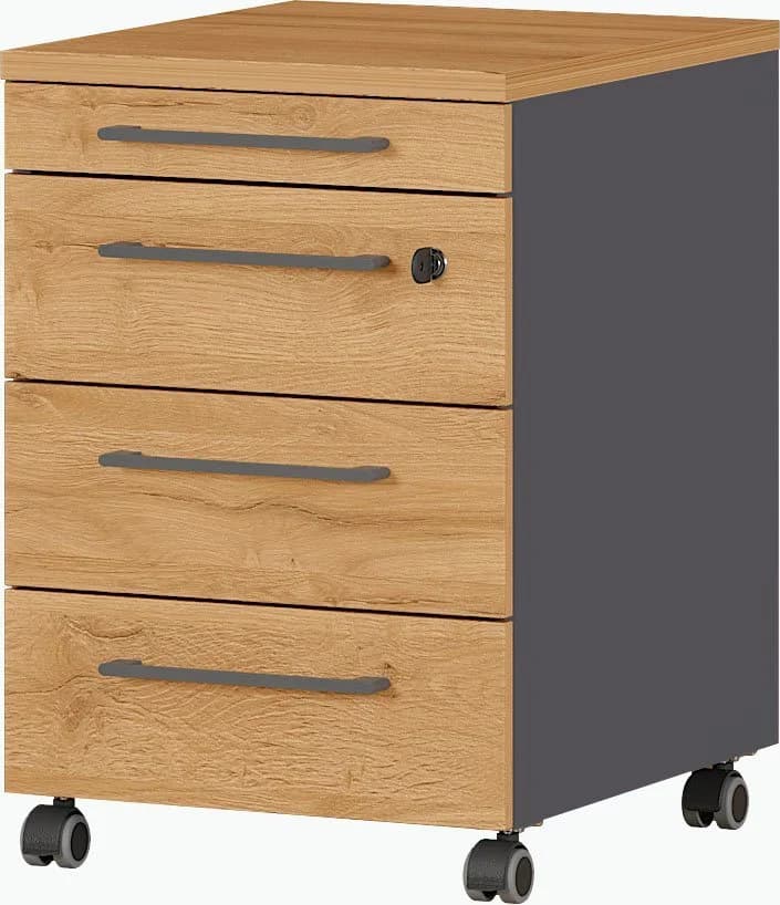 Germania Rollcontainer GW-Agenda Grau Braun 4 Schubladen - Bild 3