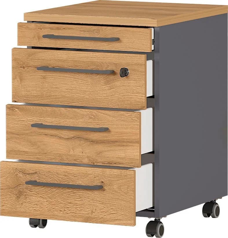 Germania Rollcontainer GW-Agenda Grau Braun 4 Schubladen - Bild 4