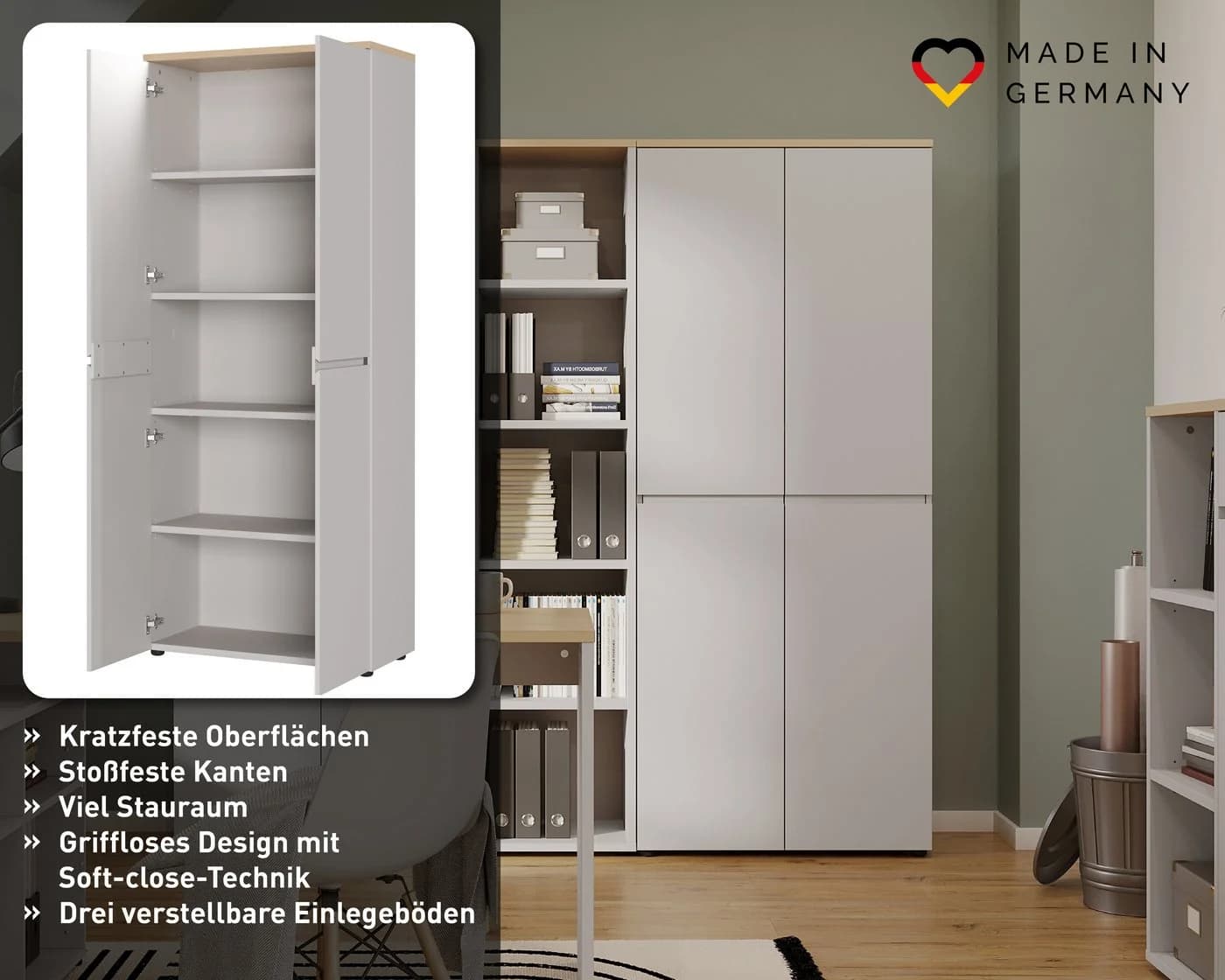 GERMANIA Aktenschrank Lissabon Grau mit Dämpfung - Bild 3