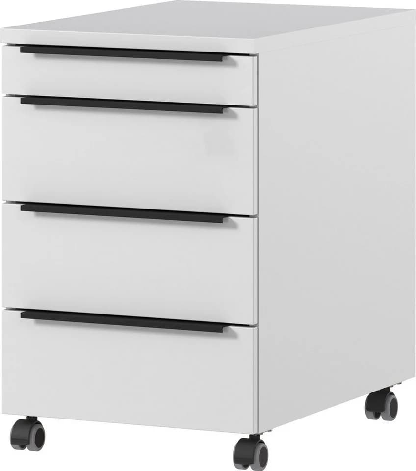Germania Rollcontainer Mailand Grau 4 Schubladen Rollwagen