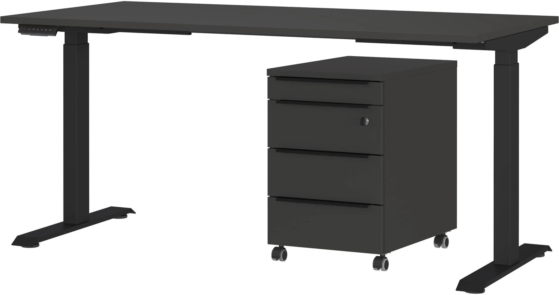Büromöbel-Set GERMANIA Mailand inkl. Schreibtisch & Rollcontainer Graphit
