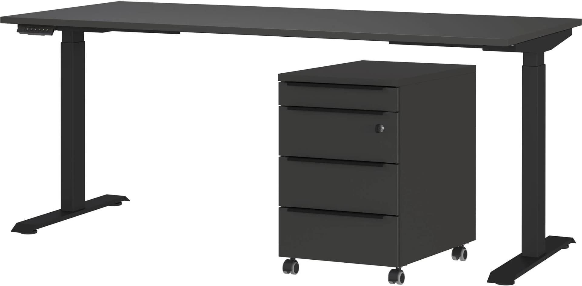 GERMANIA Büromöbel-Set Mailand inkl. Schreibtisch & Rollcontainer, Graphit