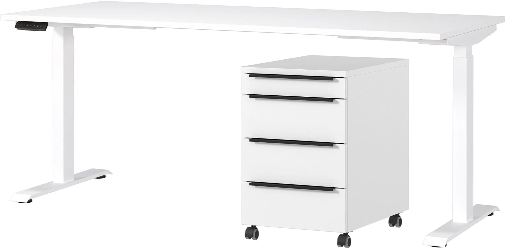 Büromöbel-Set GERMANIA Mailand inkl. Schreibtisch & Rollcontainer Weiß