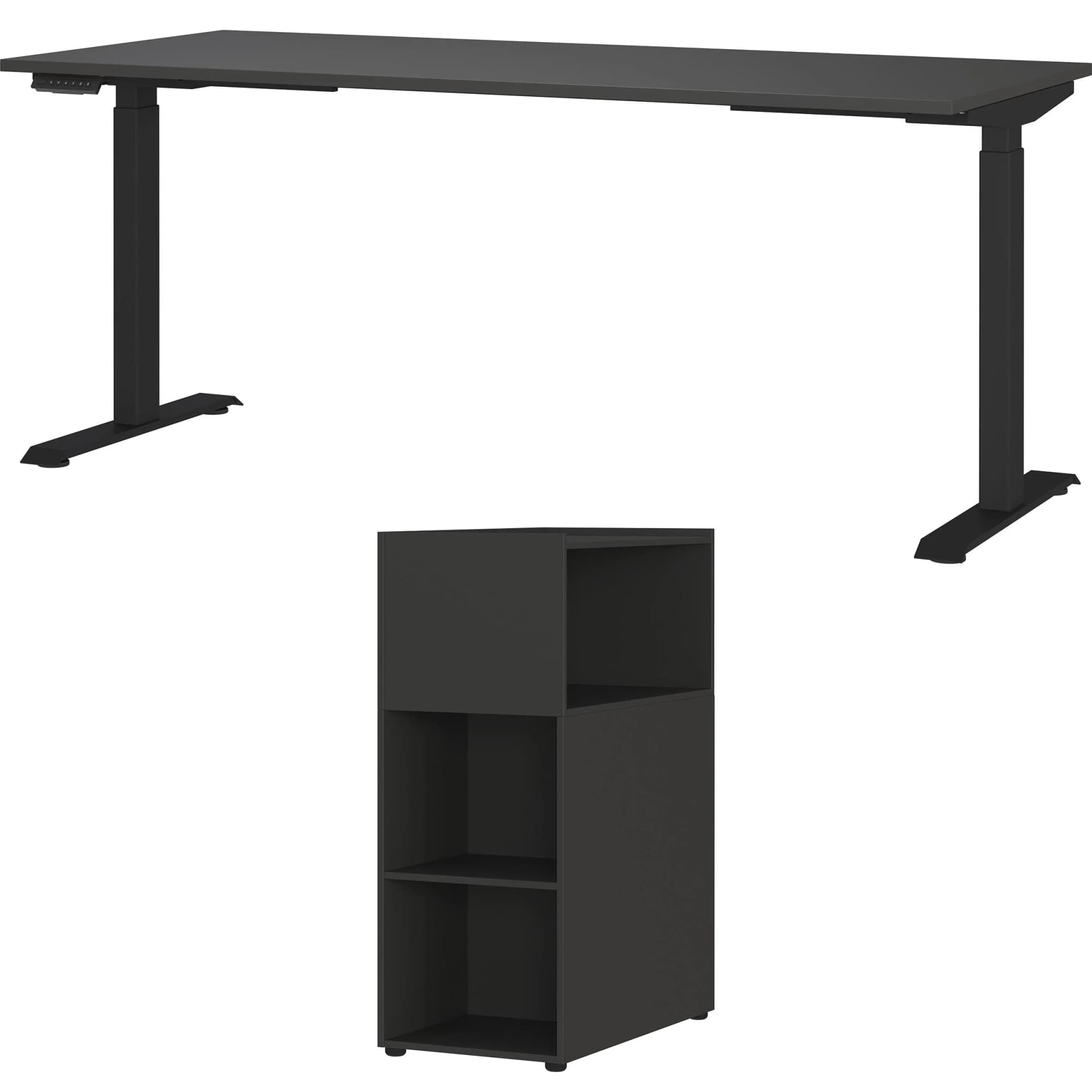 Büromöbel-Set GERMANIA Mailand Grau Schreibtisch 180cm Metall