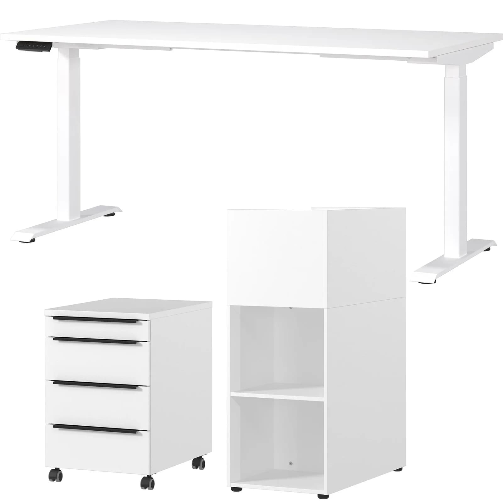 Büromöbel-Set GERMANIA Mailand Weiß Schreibtisch 160cm Metall Spanplatte