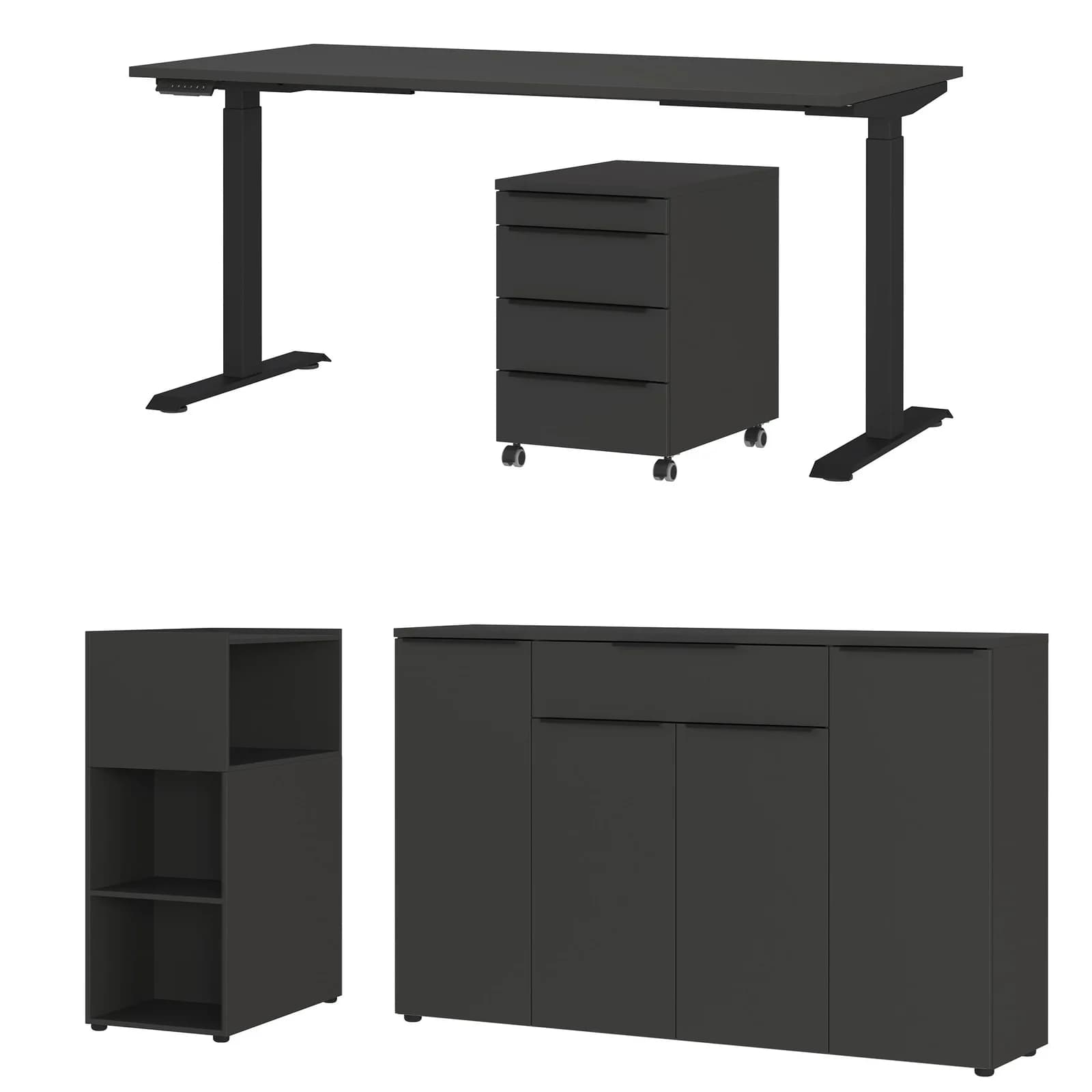 GERMANIA Büromöbel-Set Mailand Graphit Schreibtisch 160cm
