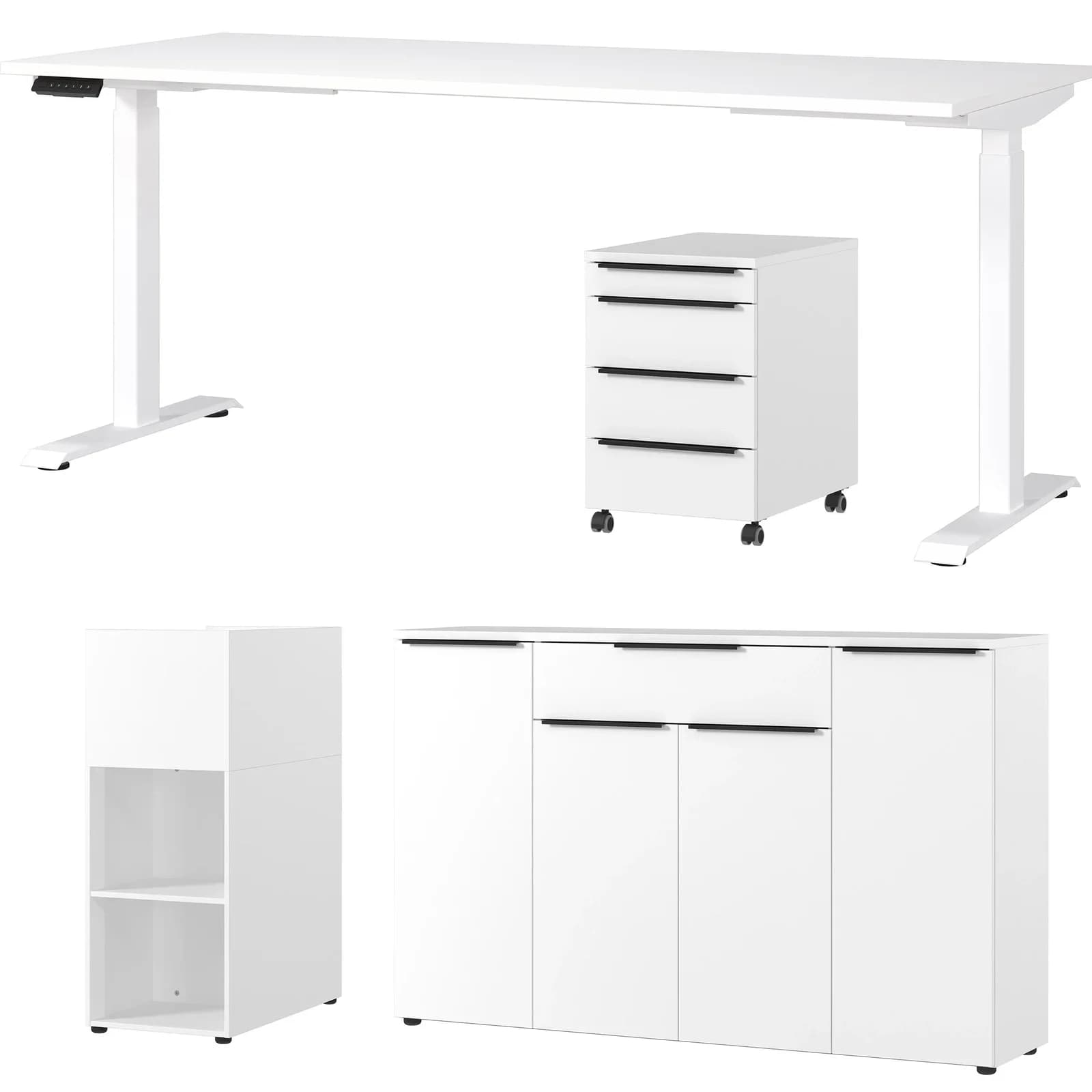 Büromöbel-Set GERMANIA Mailand Weiß Schreibtisch 180cm Metall