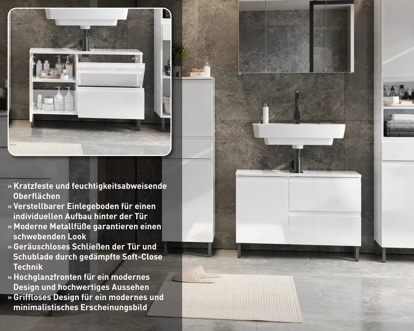GERMANIA Waschbeckenunterschrank Scantic Weiß - Bild 3