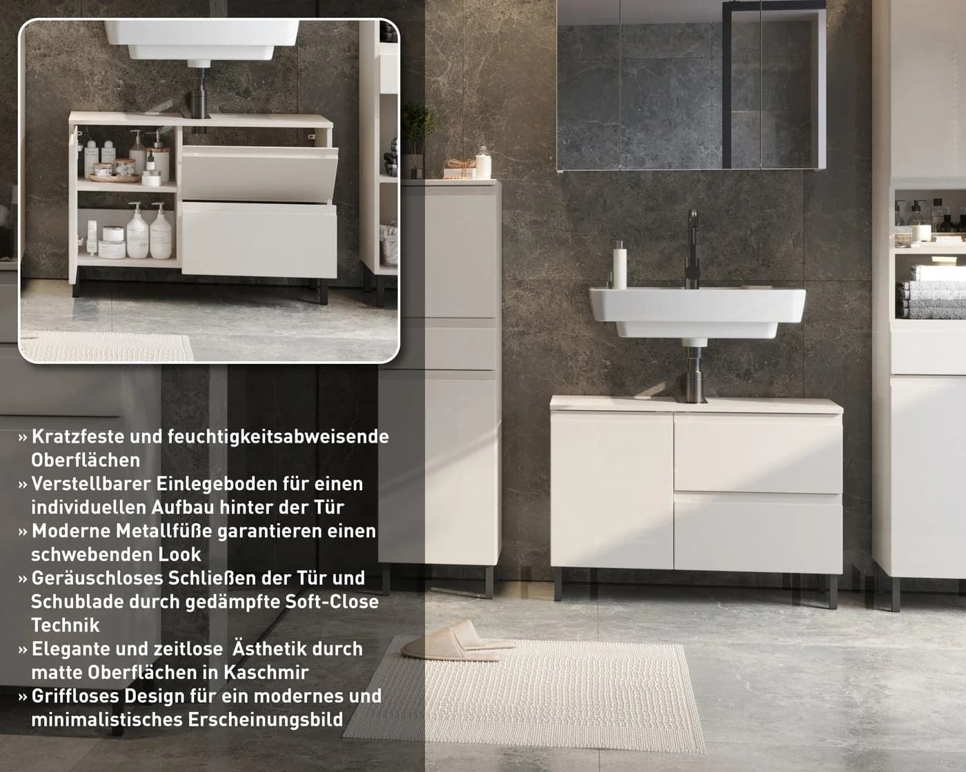 Waschbeckenunterschrank Germania Scantic Braun MDF mit Dämpfung - Bild 3