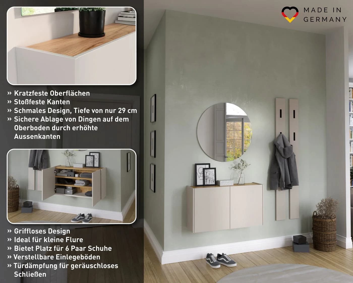 Germania Schuhschrank Lomeno Beige Braun Soft-close - Bild 3