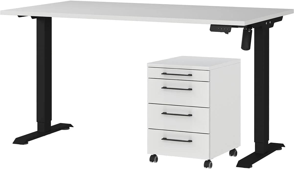 Germania Büromöbel-Set Profi 3.0 Schreibtisch Rollcontainer Grau Schwarz