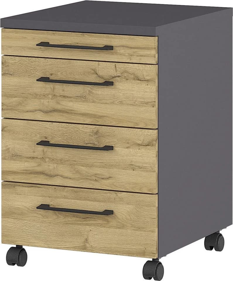 Büromöbel-Set GERMANIA Profi 3.0 mit Rollcontainer Schwarz - Bild 3