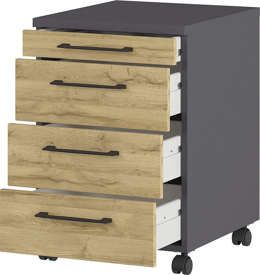 Büromöbel-Set GERMANIA Profi 3.0 mit Rollcontainer Schwarz - Bild 5