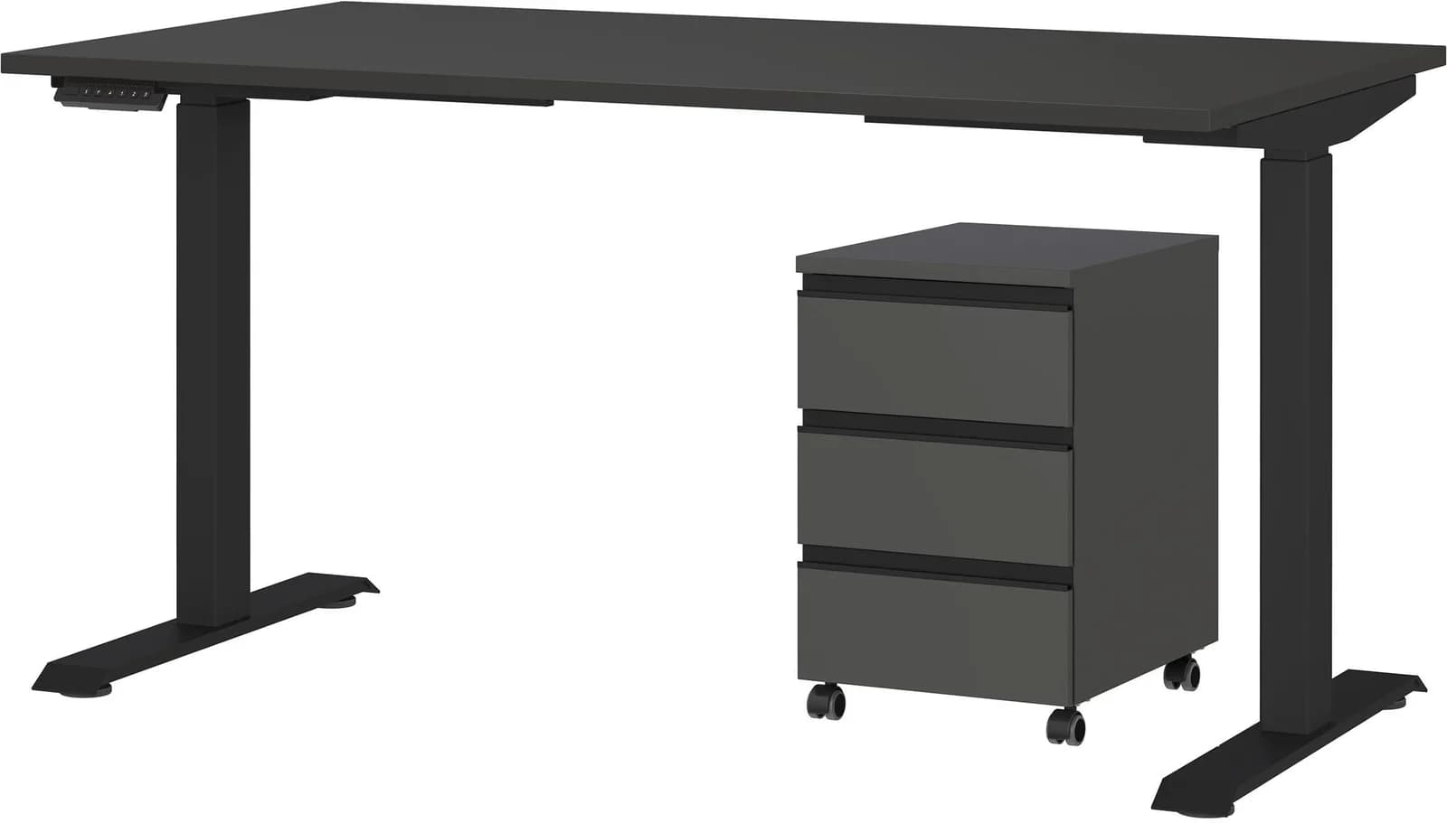 Germania Lemont Büromöbel-Set Grau Höhenverstellbar mit Rollcontainer