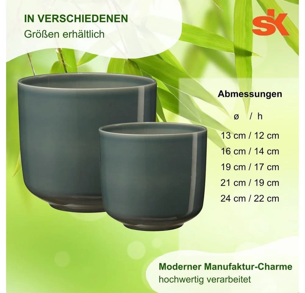 SK Soendgen Keramikübertopf Bari Grün-Blau Klassisch