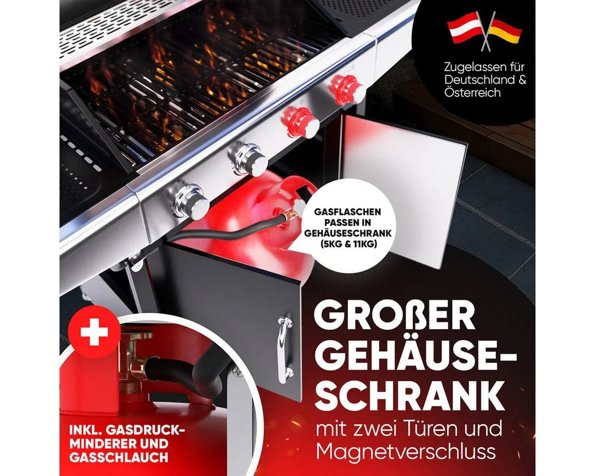 ProfiCook Gasgrill PC-GG 1311 mit Gusseisen-Rosten und 4 Heizzonen - Bild 4