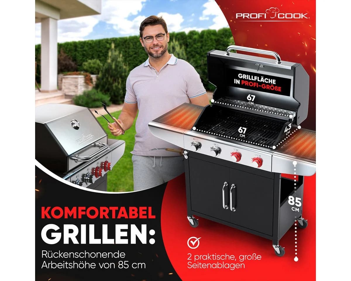 ProfiCook Gasgrill PC-GG 1311 mit Gusseisen-Rosten und 4 Heizzonen - Bild 5