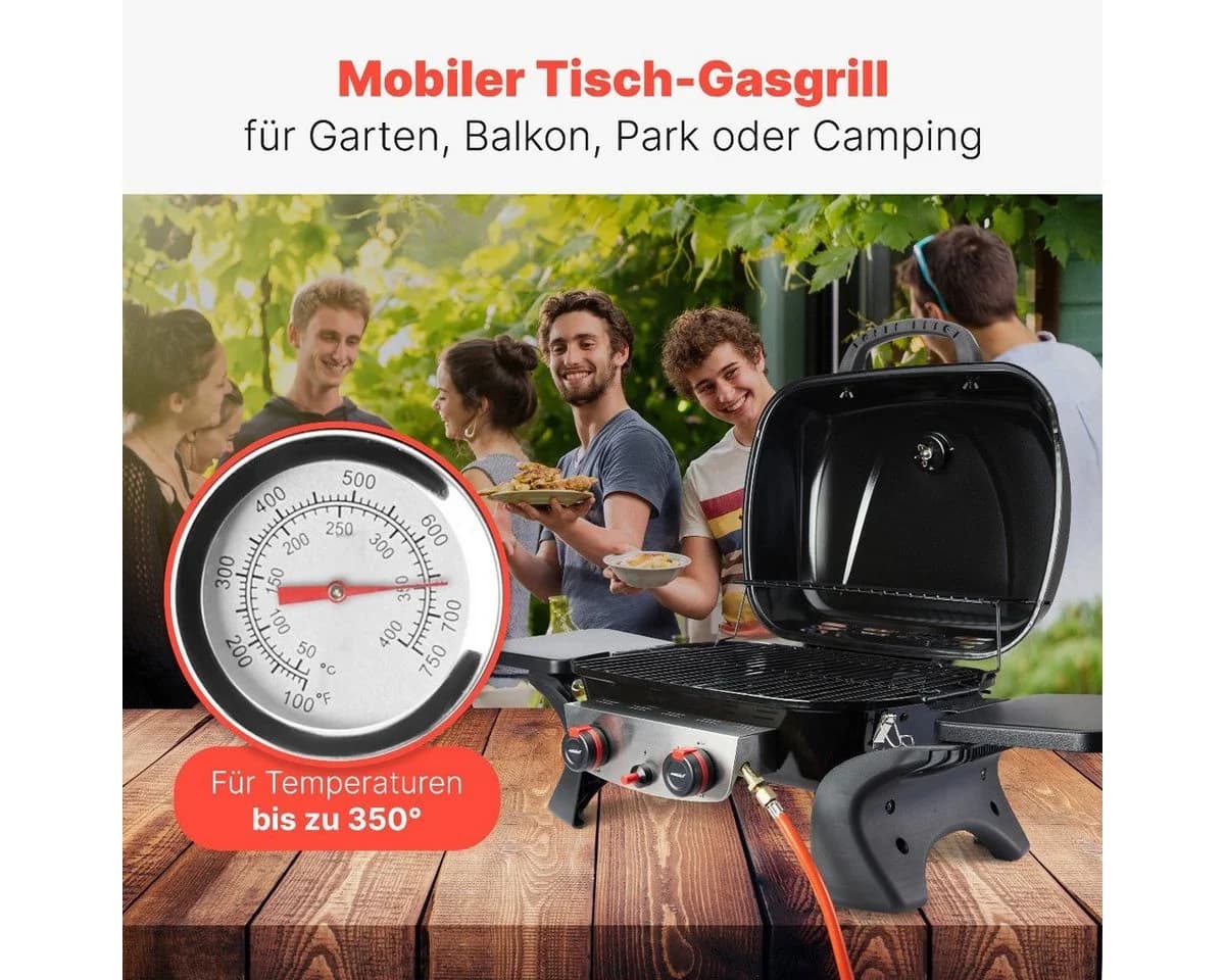 ProfiCook Gasgrill PC-GG 1261 Schwarz 2 Heizzonen