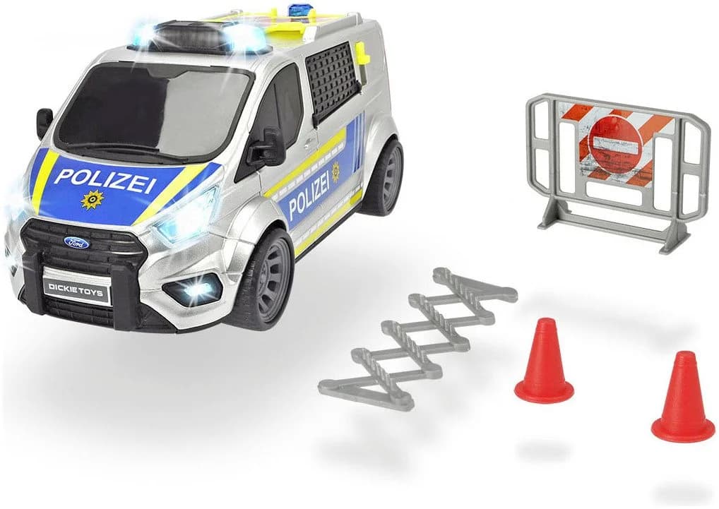 Dickie Toys Ford Transit Police Spielzeug-Transporter mit Licht und Sound