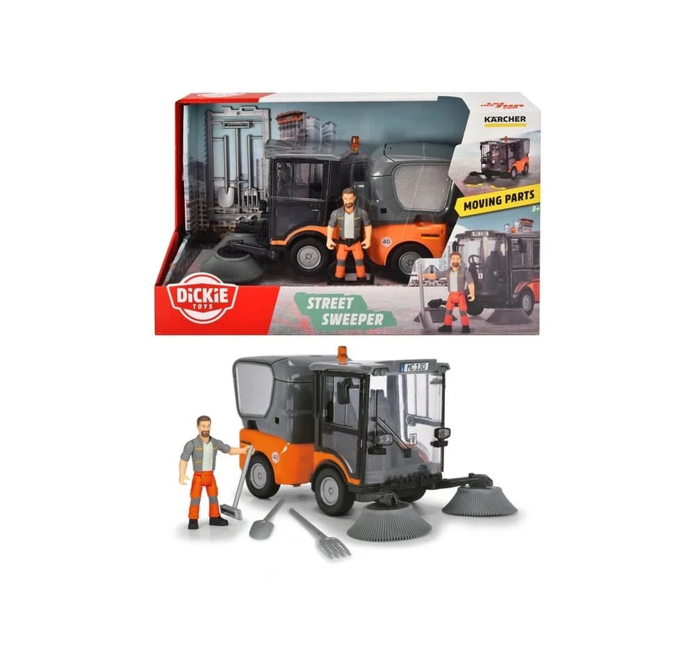Dickie Toys Kärcher Street Sweeper Spielzeug-Kehrmaschine Orange Grau - Bild 3