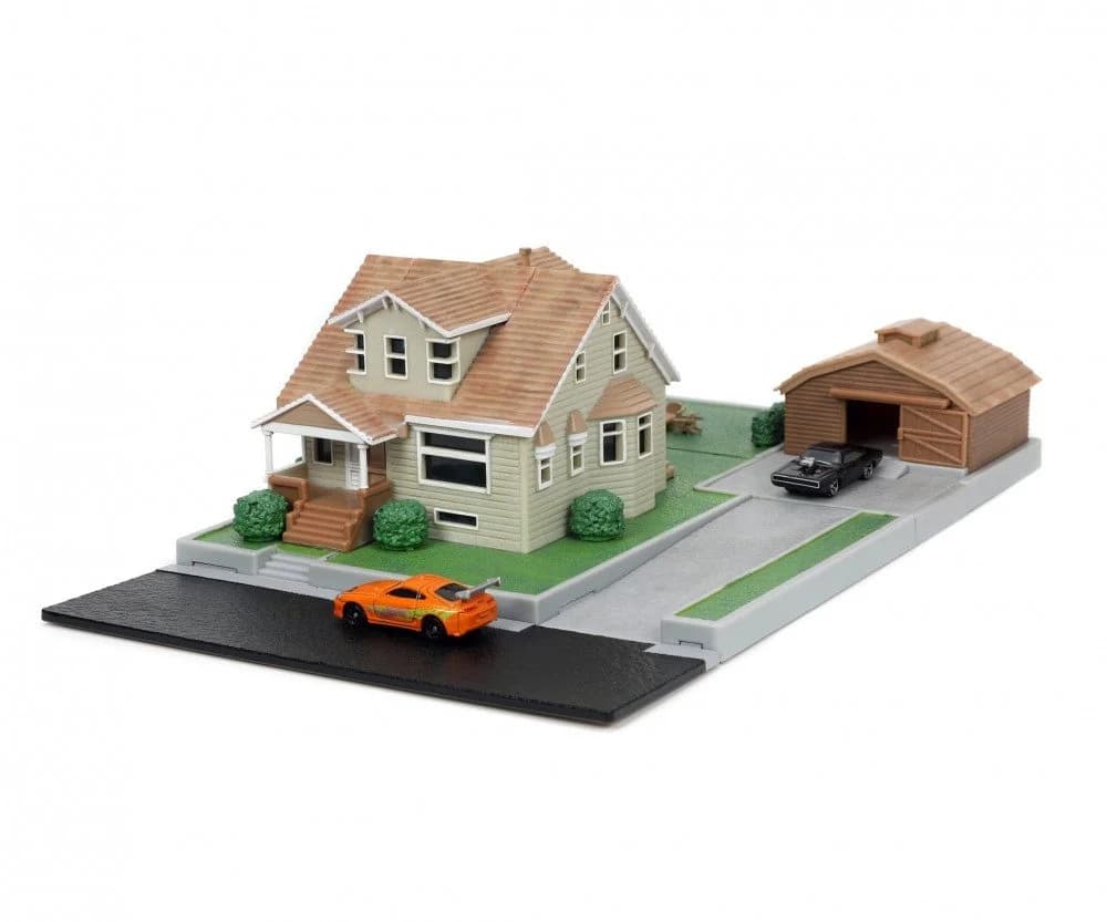 JADA Toretto House Diorama Dodge Charger Black Toyota Supra Orange - Bild 2