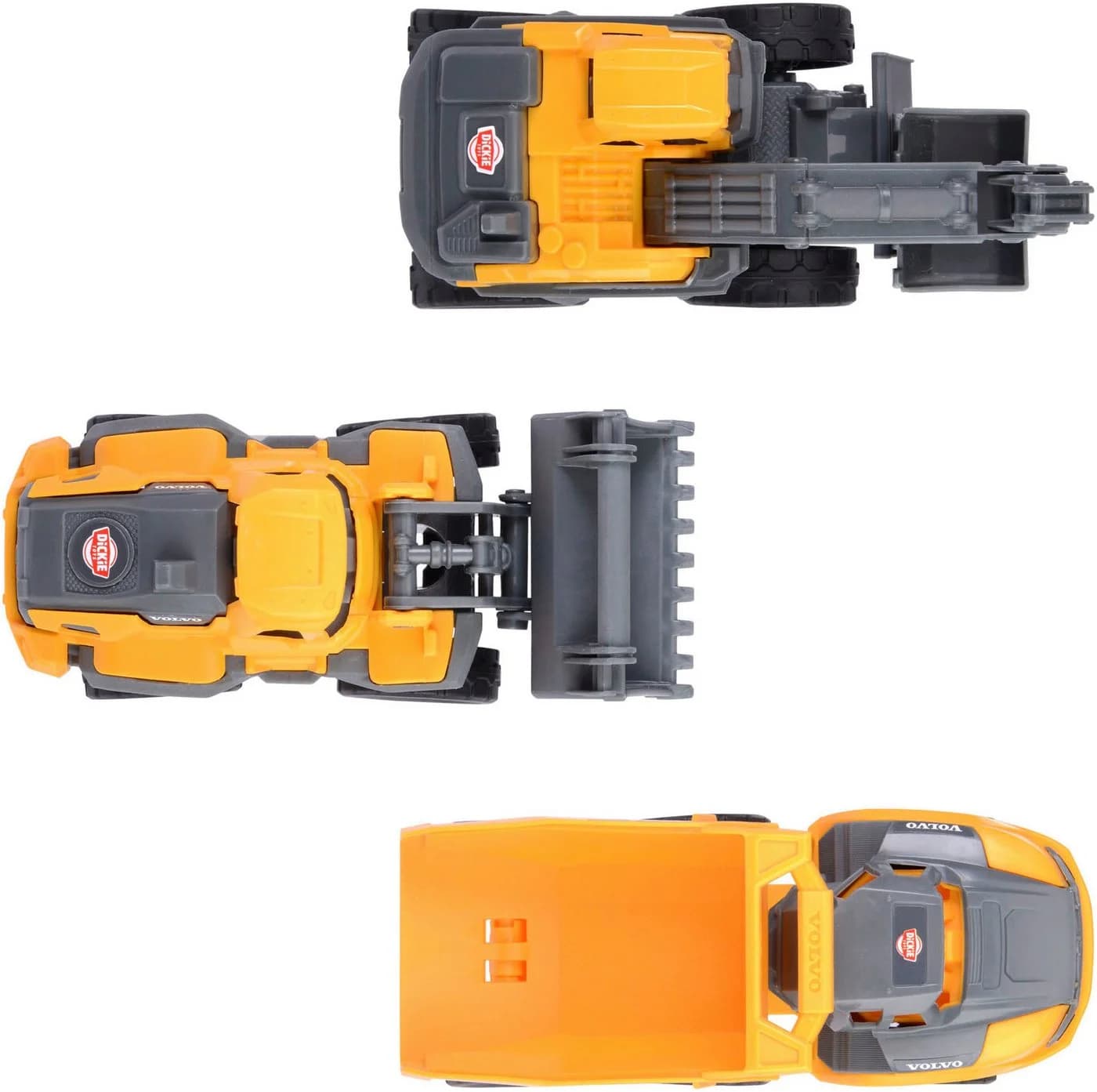 DICKIE TOYS Volvo Construction Set 3-tlg. Bagger Radlader Kipplaster Gelb Grau - Bild 4