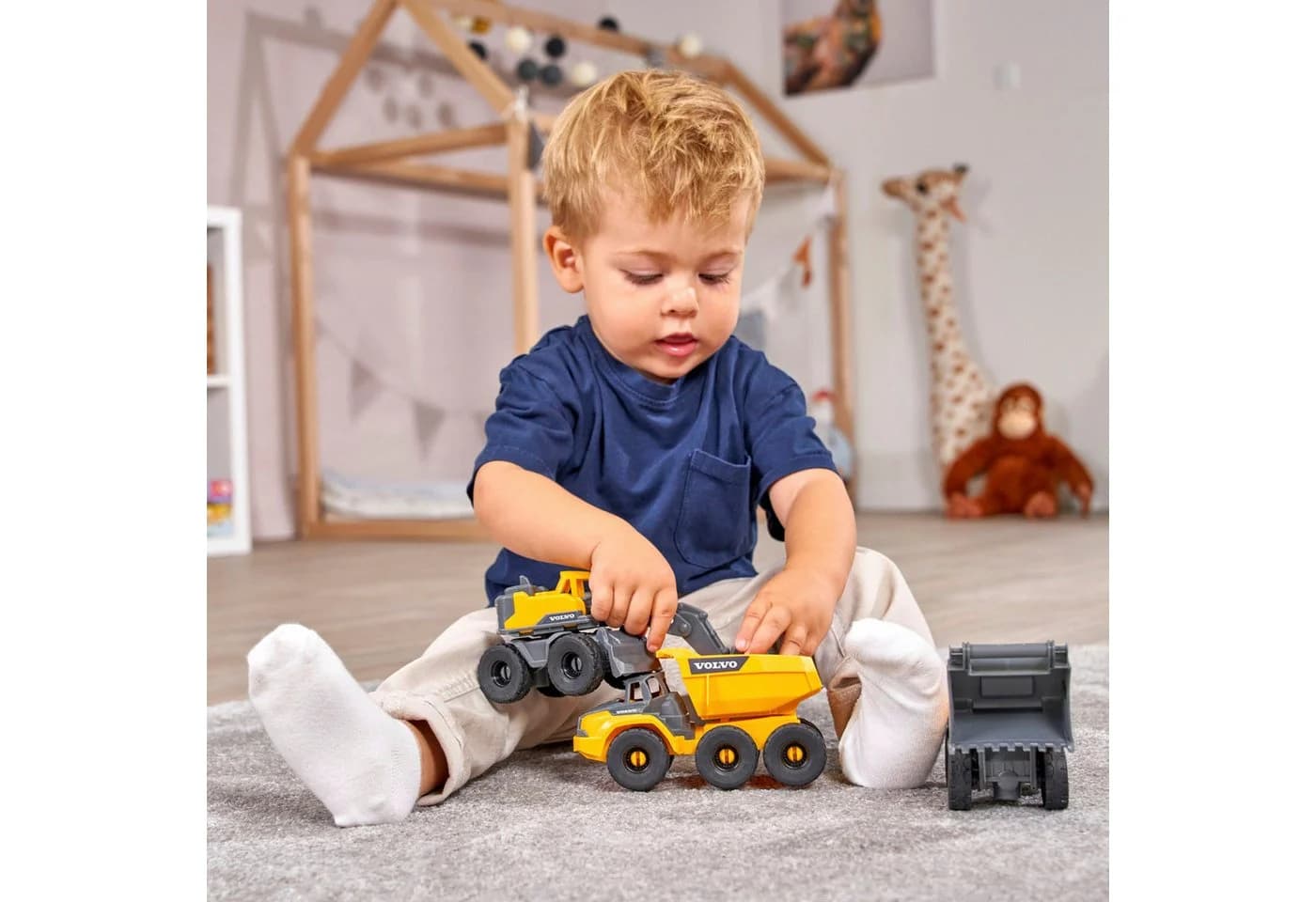 DICKIE TOYS Volvo Construction Set 3-tlg. Bagger Radlader Kipplaster Gelb Grau - Bild 5