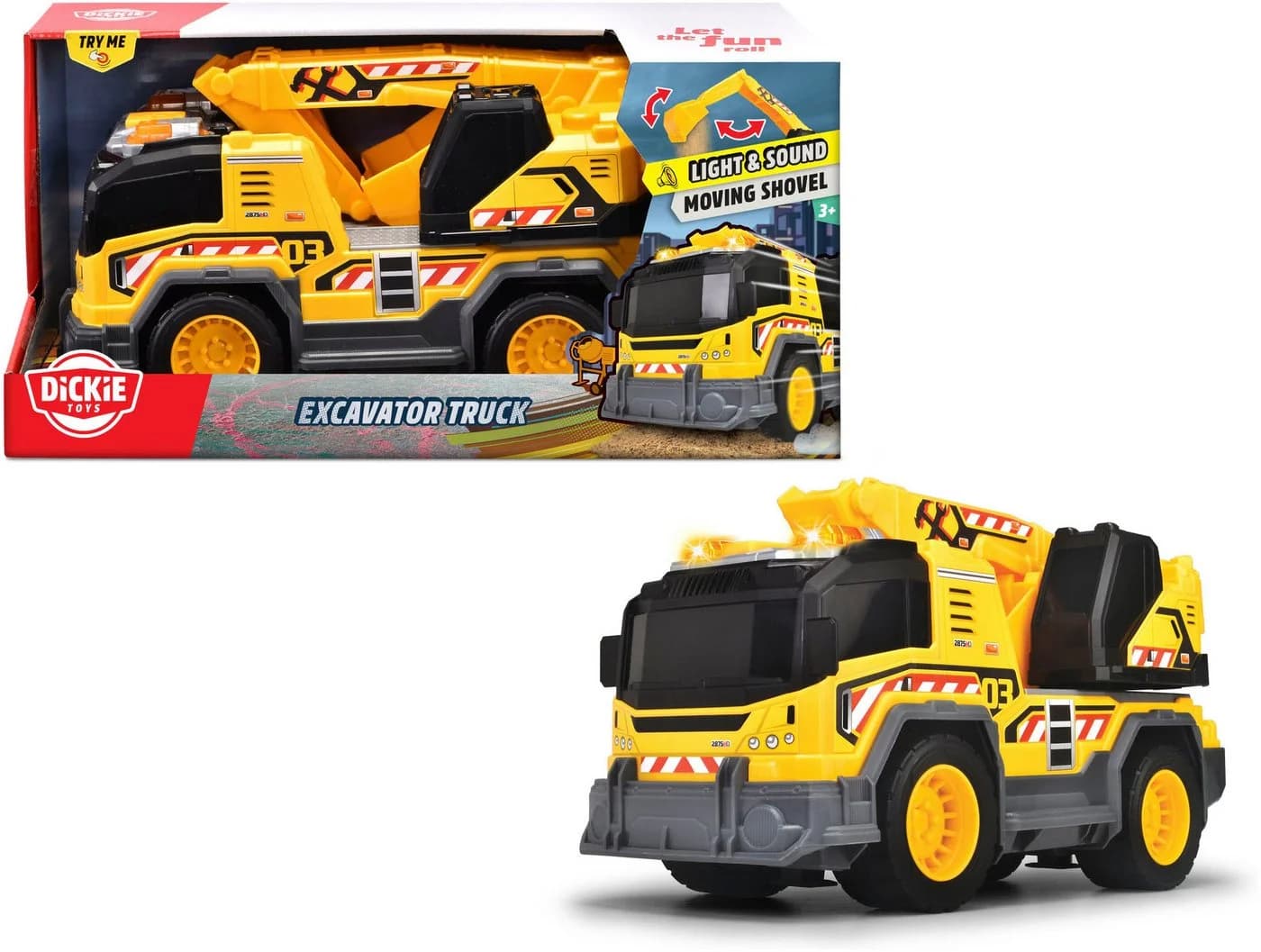 Dickie Toys Spielzeug-Baumaschine Excavator Truck Gelb mit Licht und Sound - Bild 2