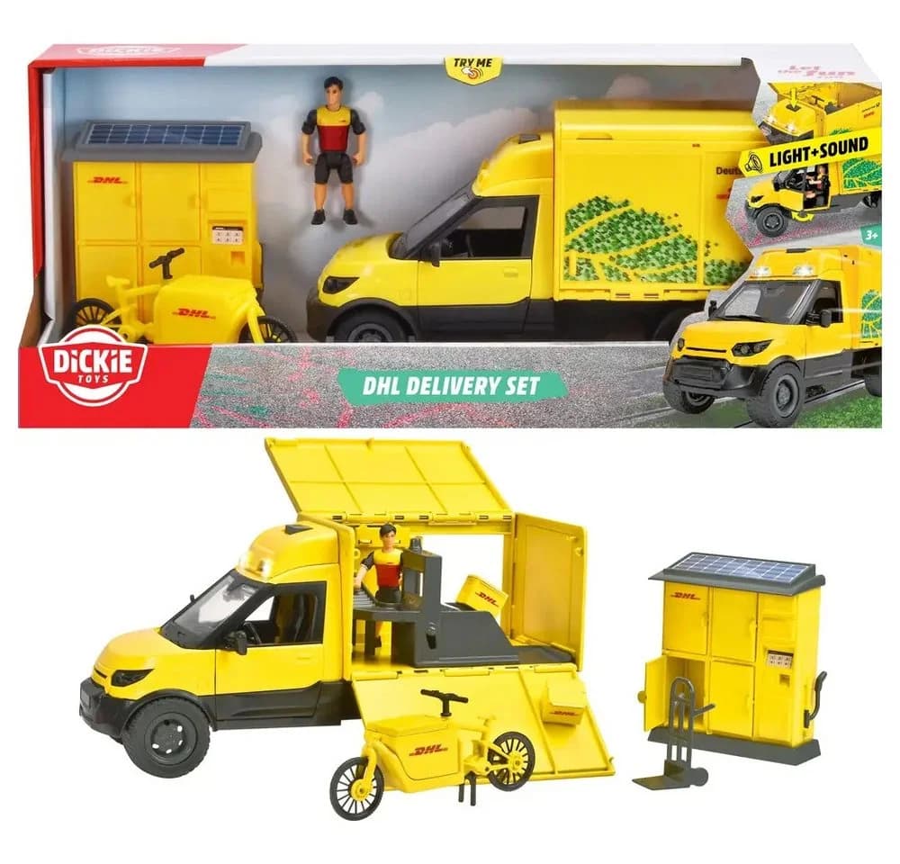DICKIE TOYS DHL Delivery Set Spielzeugauto Gelb mit Licht & Sound - Bild 4