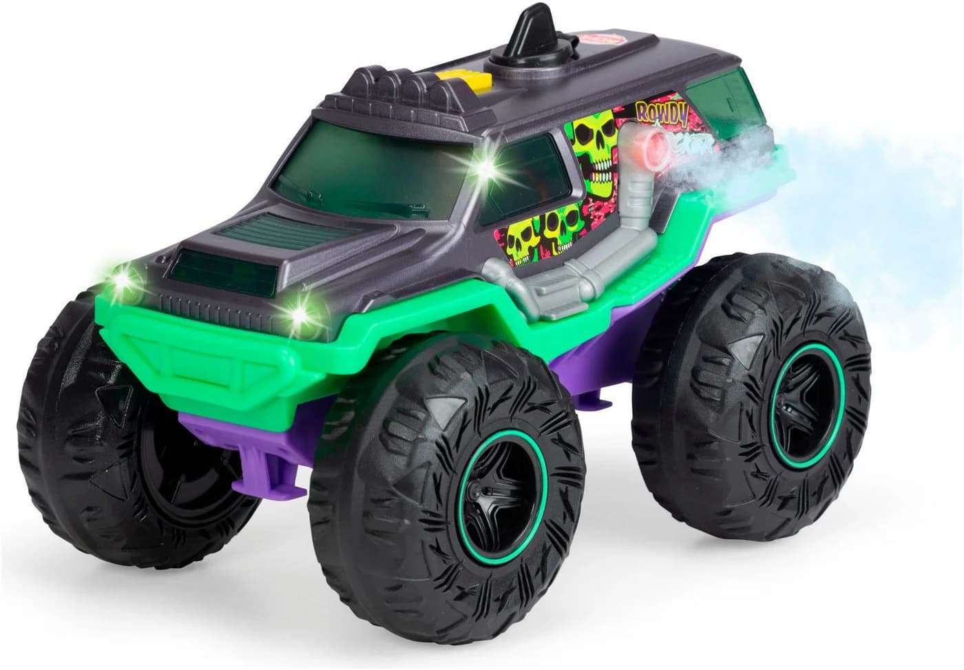 Dickie Toys Rowdy Rocker Monstertruck Grün/Schwarz mit Licht-, Sound- und Dampf-Effekten