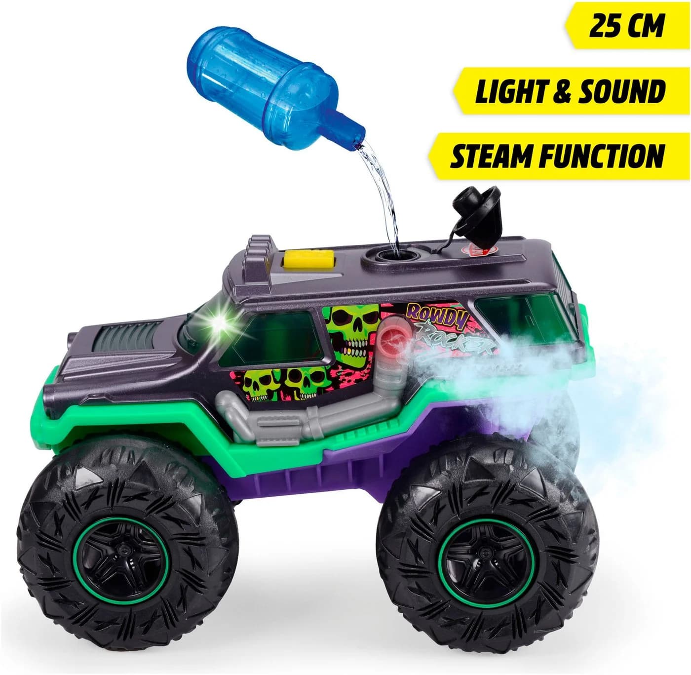 Dickie Toys Rowdy Rocker Monstertruck Grün/Schwarz mit Licht-, Sound- und Dampf-Effekten - Bild 4