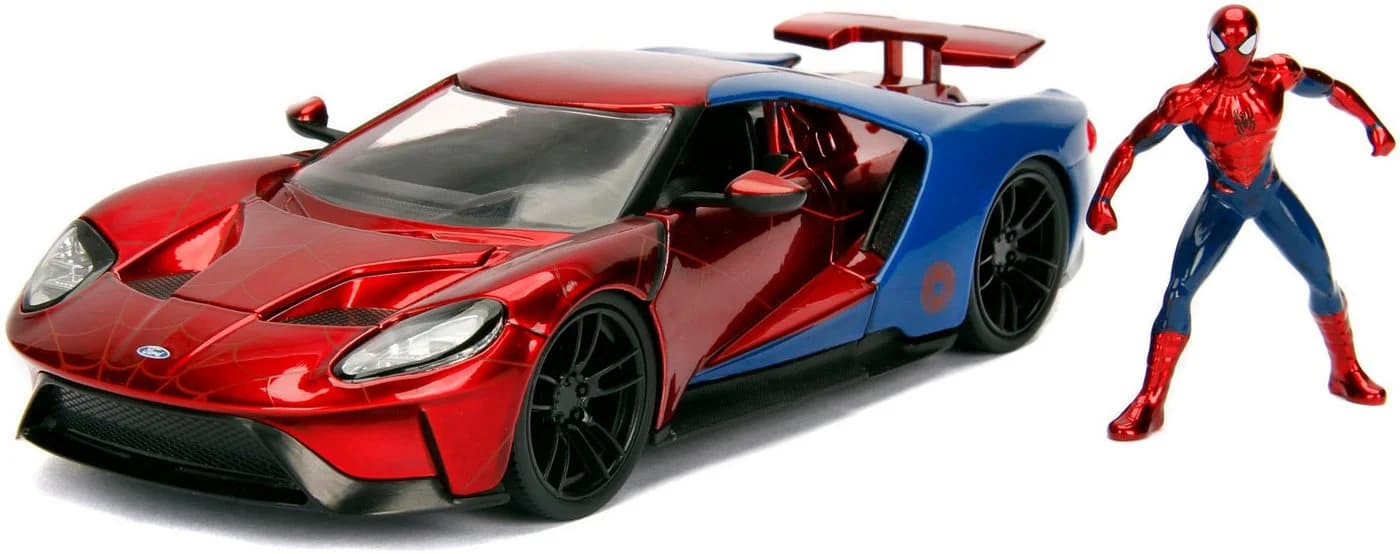 JADA Marvel Spiderman 2017 Ford GT 1:24 Spielzeugauto Rot/Blau - Bild 2