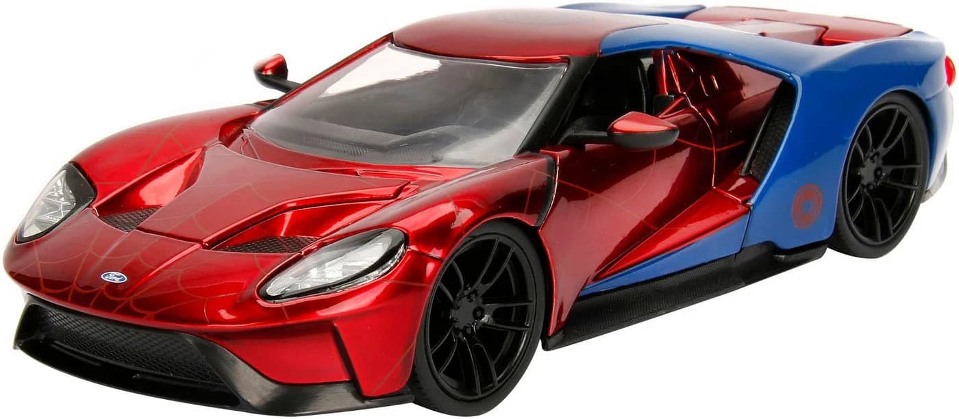 JADA Marvel Spiderman 2017 Ford GT 1:24 Spielzeugauto Rot/Blau - Bild 3