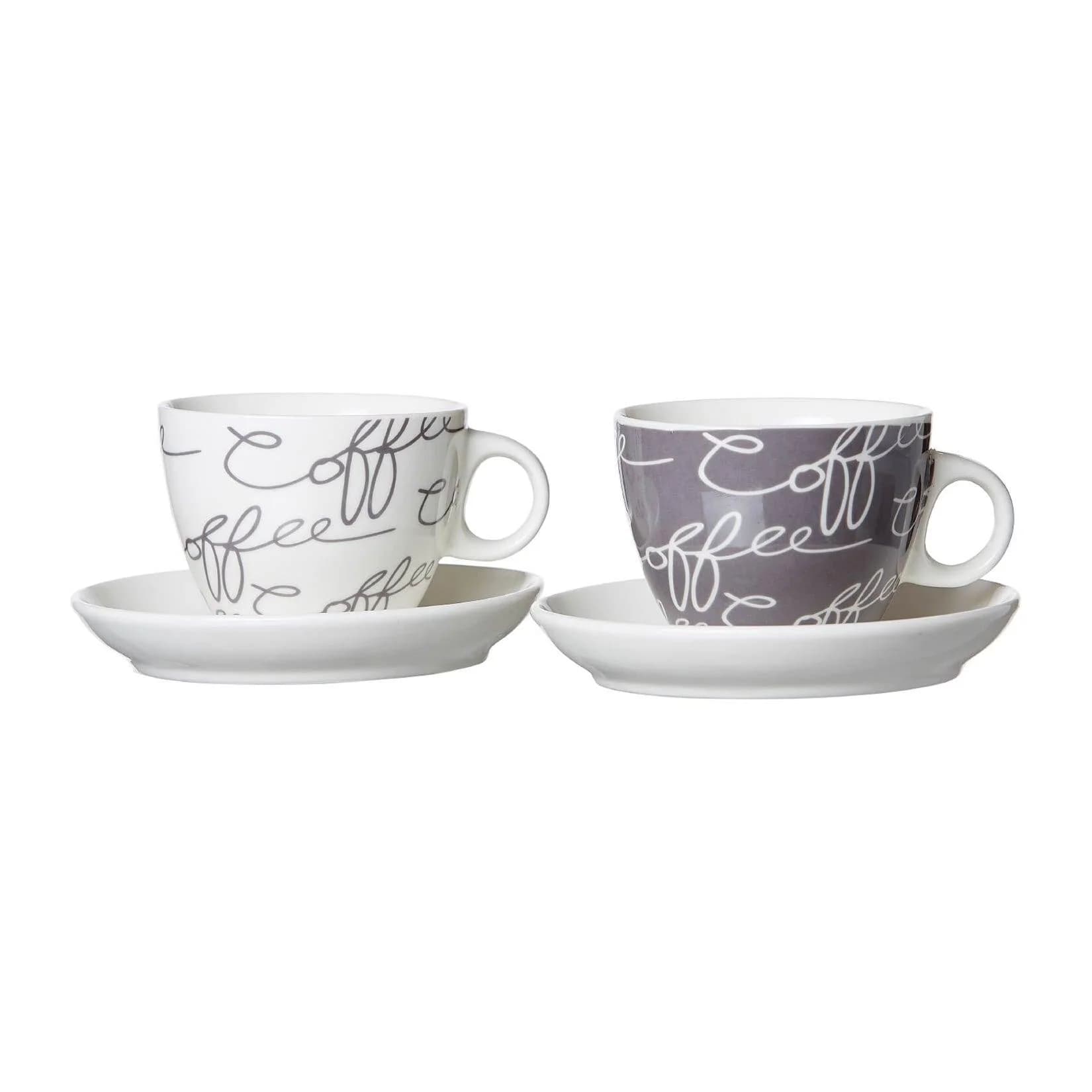 Ritzenhoff & Breker Cappuccino-Set Cornello Grey 4-tlg. Weiß Porzellan