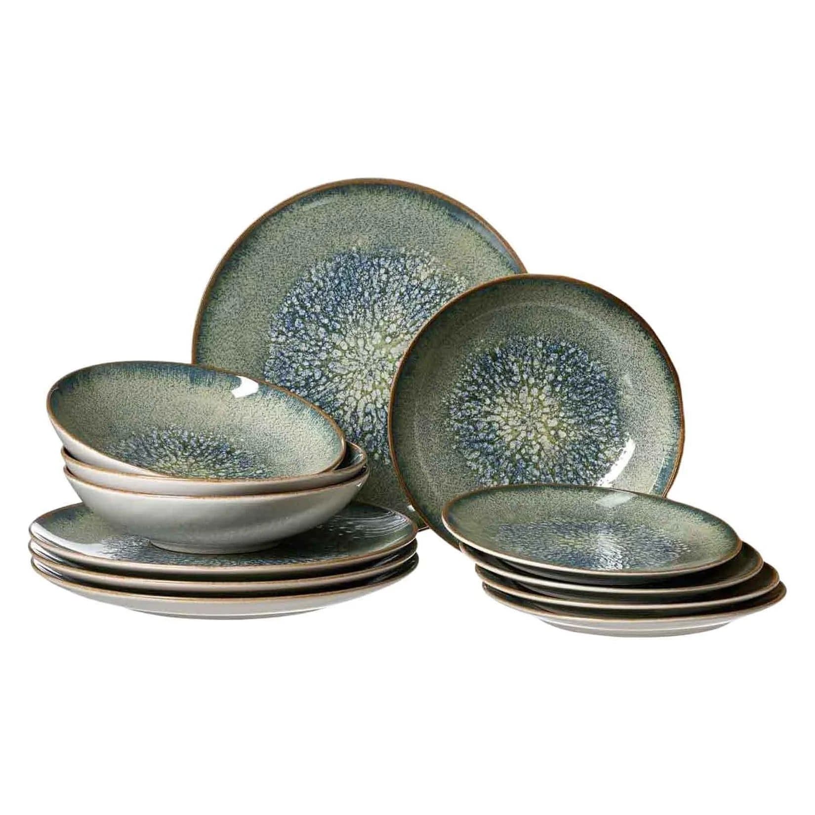 RITZENHOFF & BREKER Teller-Set Verde Grün 12-teilig Steinzeug