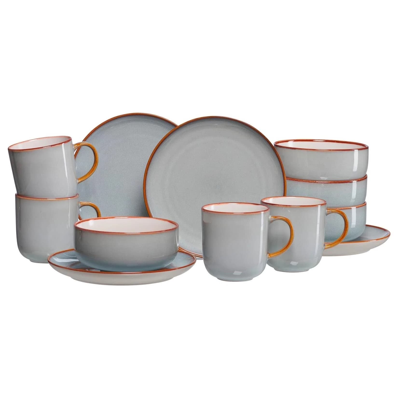 Ritzenhoff & Breker Frühstücks-Set Portofino 12er Set Grau Braun Porzellan