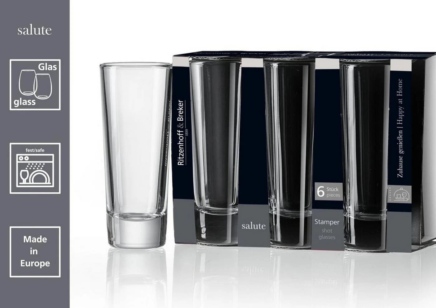 Ritzenhoff & Breker Schnapsglas Stamper 6er Set 65 ml Glas transparent