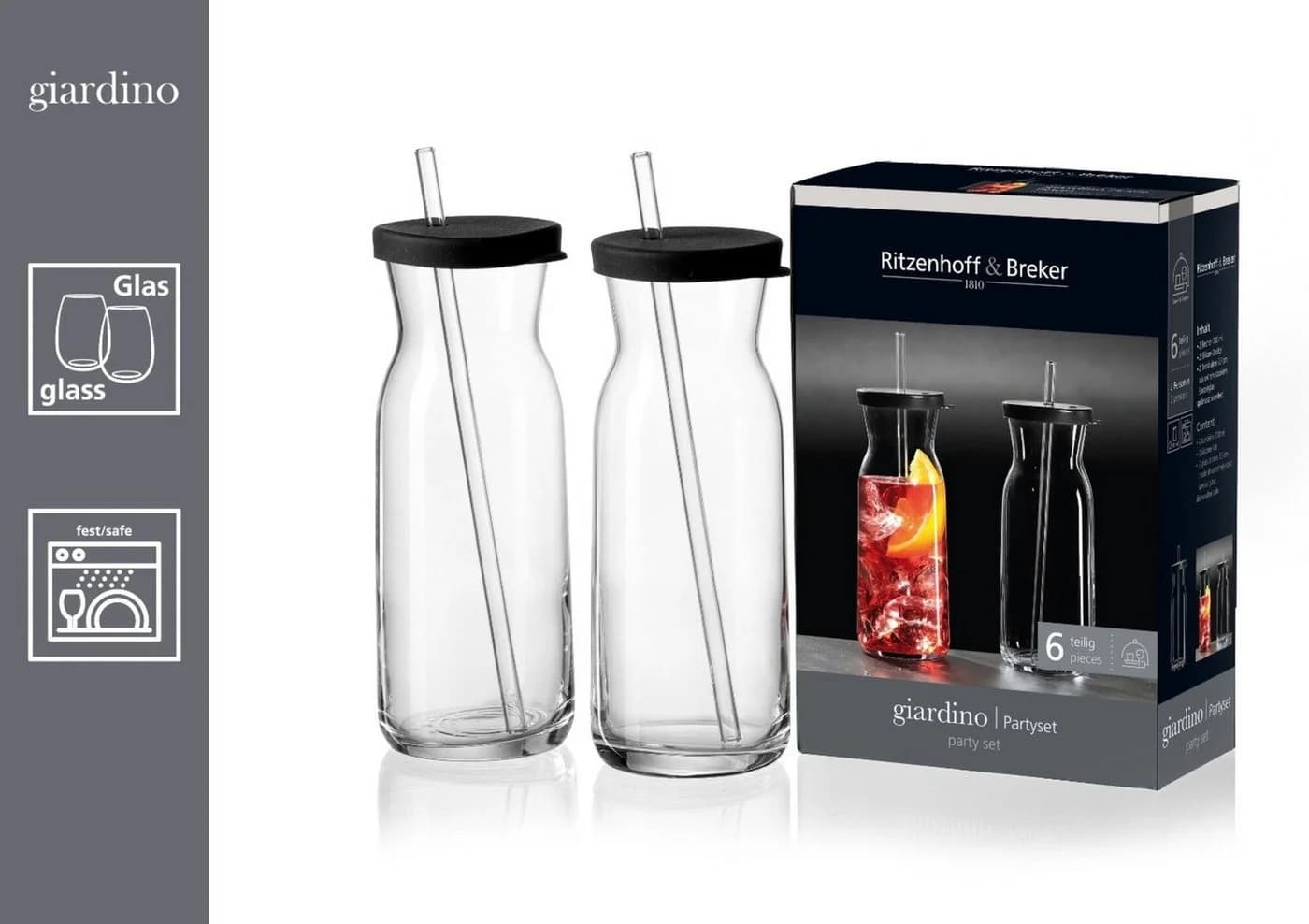 Ritzenhoff Breker Gläserset 6-teilig Klar Schwarz Kunststoff Glas