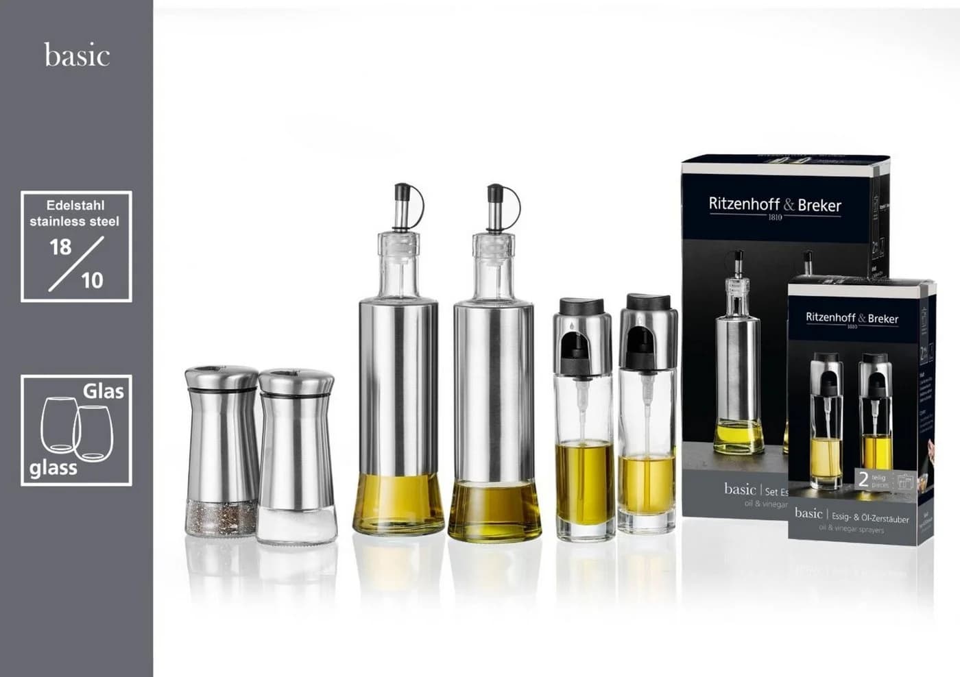 Ritzenhoff & Breker Essig und Öl Zerstäuber Set 2-teilig 100 ml Glas