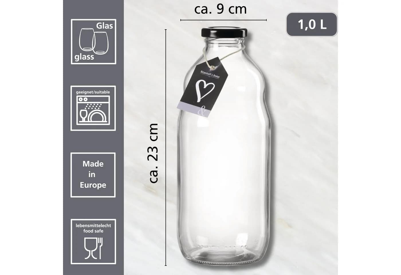 Ritzenhoff & Breker Vorratsflasche 1 Liter Glas Transparent