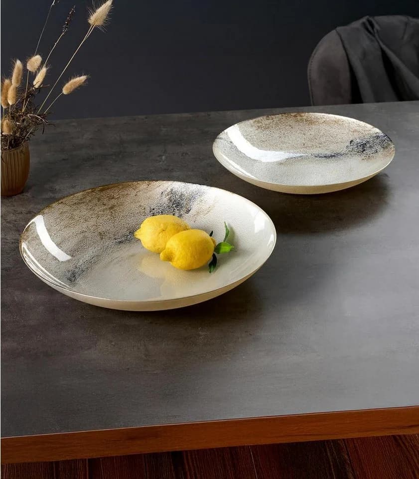 Ritzenhoff & Breker Servierschale AREZZO 33 cm Steinzeug Weiß Braun Grau