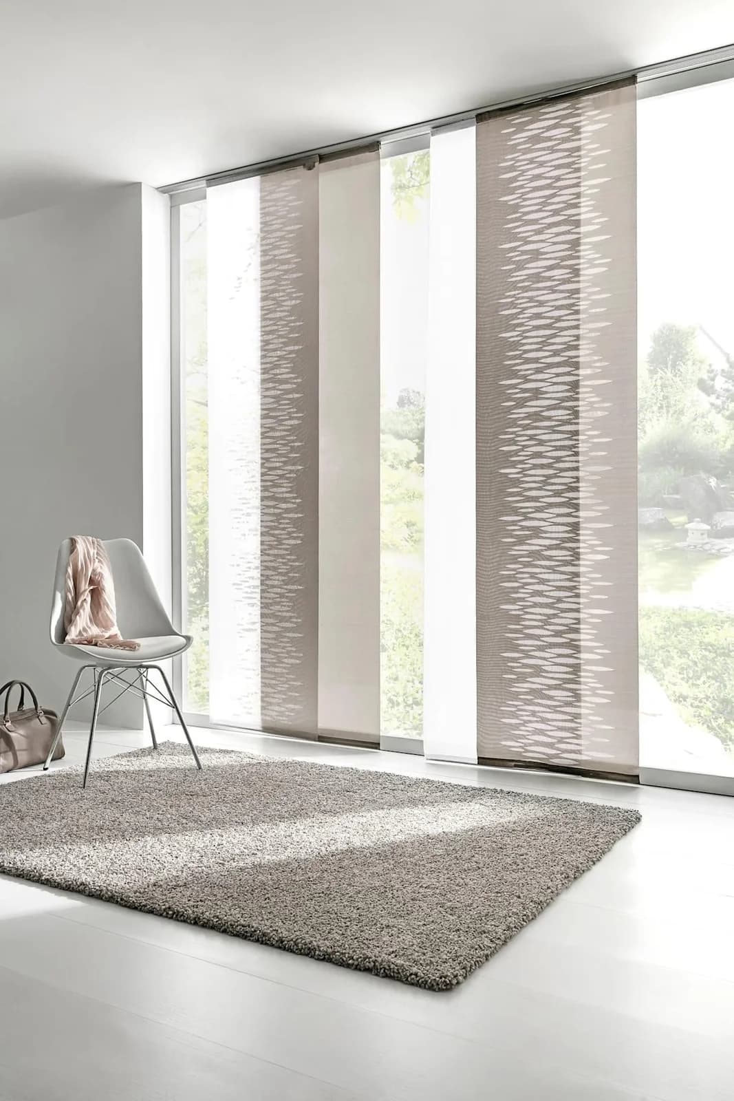 HEINE HOME Schiebegardine Weiß mit Scherli-Motiv und Flexoschiene