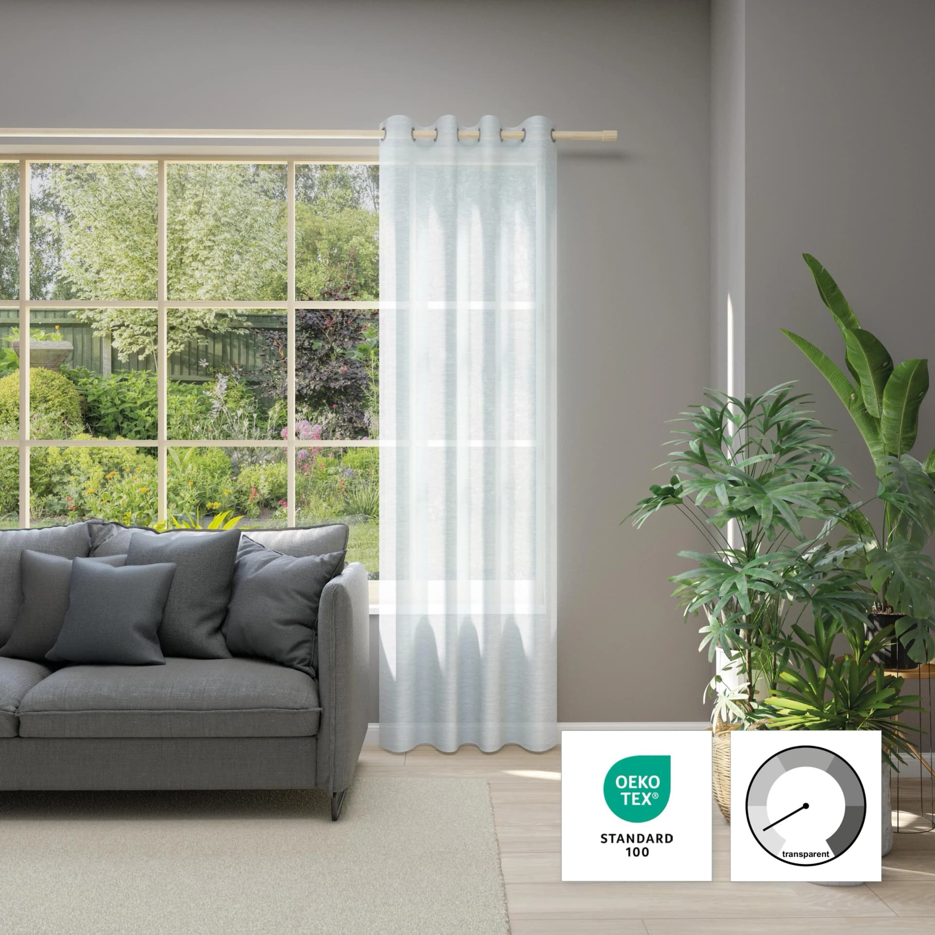 NEUTEX FOR YOU Vorhang Allure Hellgrau Ösenschal Polyester