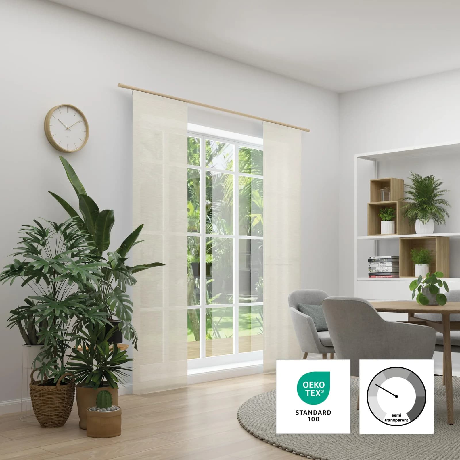 NEUTEX FOR YOU Schiebegardine Biella Beige Leinenoptik Polyester